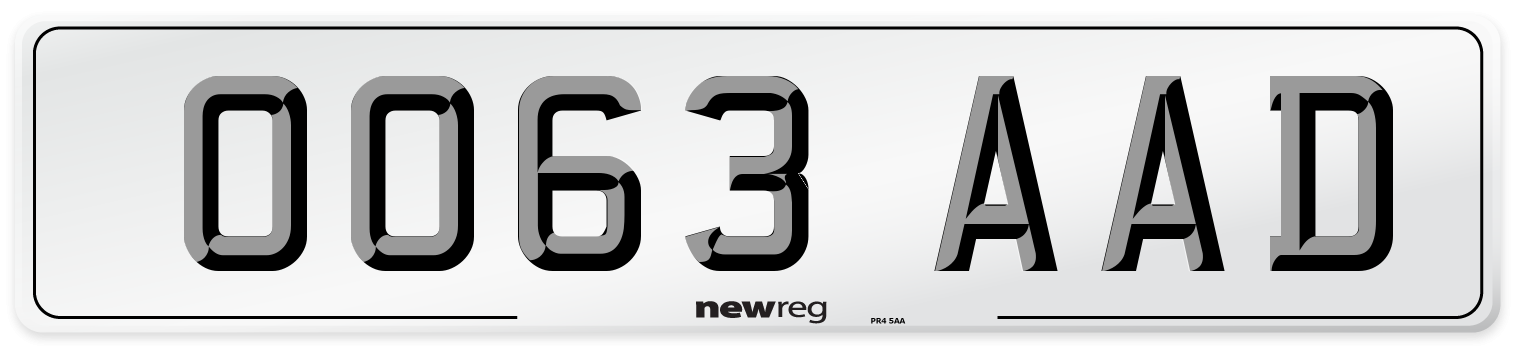 OO63 AAD Number Plate from New Reg